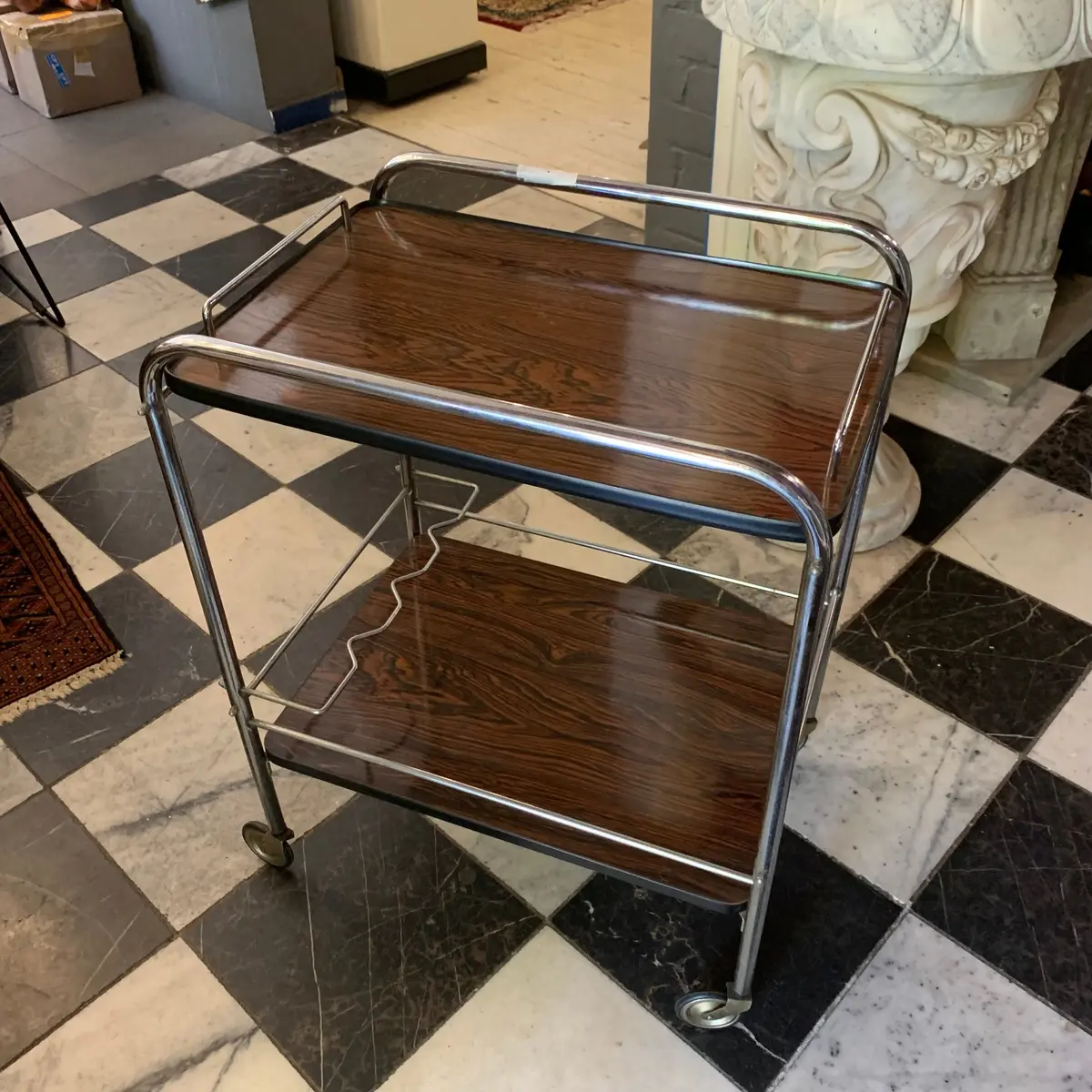 Vintage Dark Wood Drinks Trolley - Sold 1
