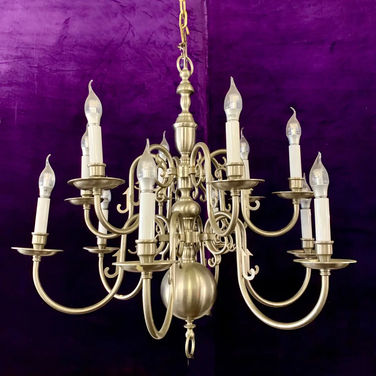 Double Tier Antique Flemish Chandelier In Aged Nickel Finish 1