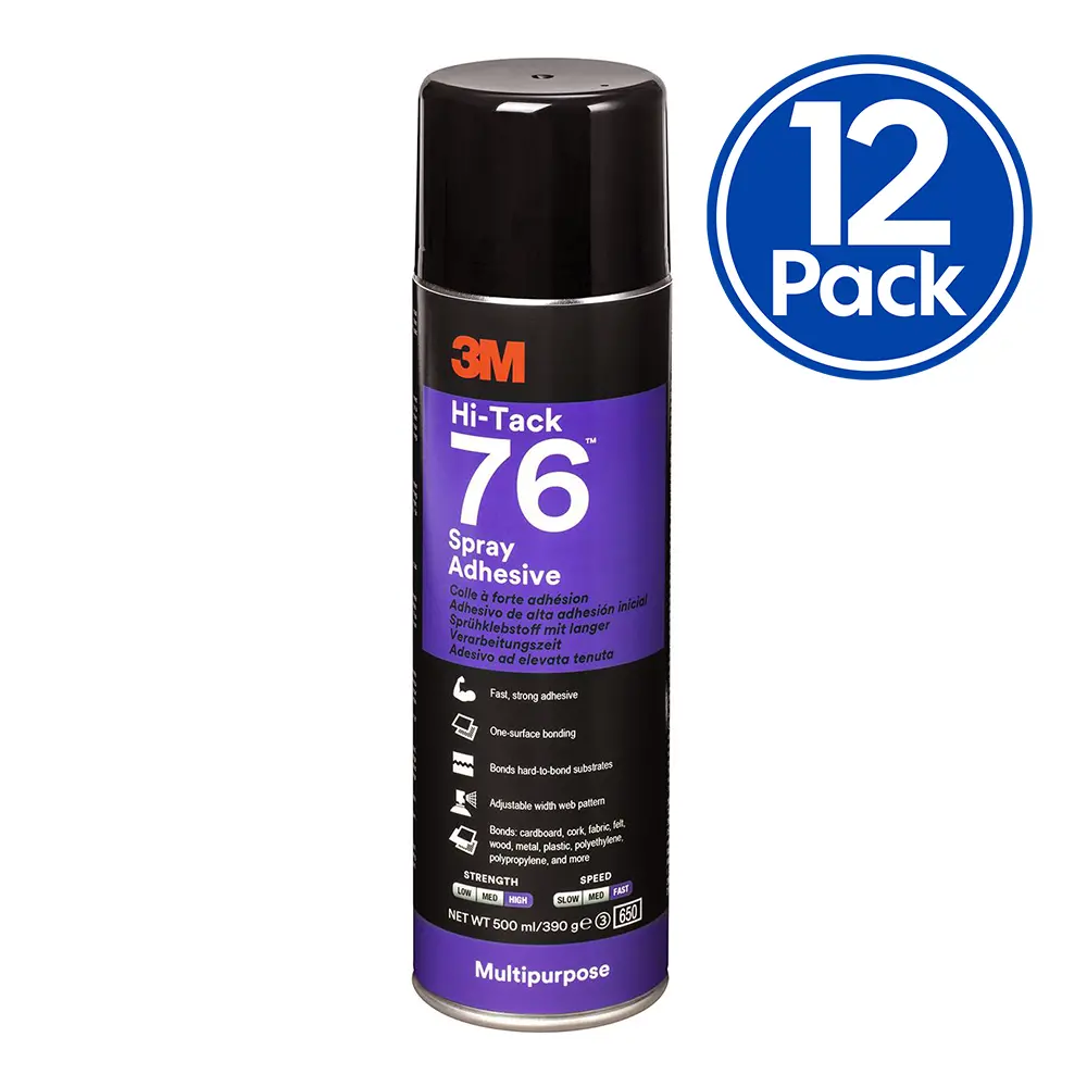 3M Hi-Tack 76 Spray Adhesive Clear 515G Bonding Rubber Fabric Felt X 12 Pack 1