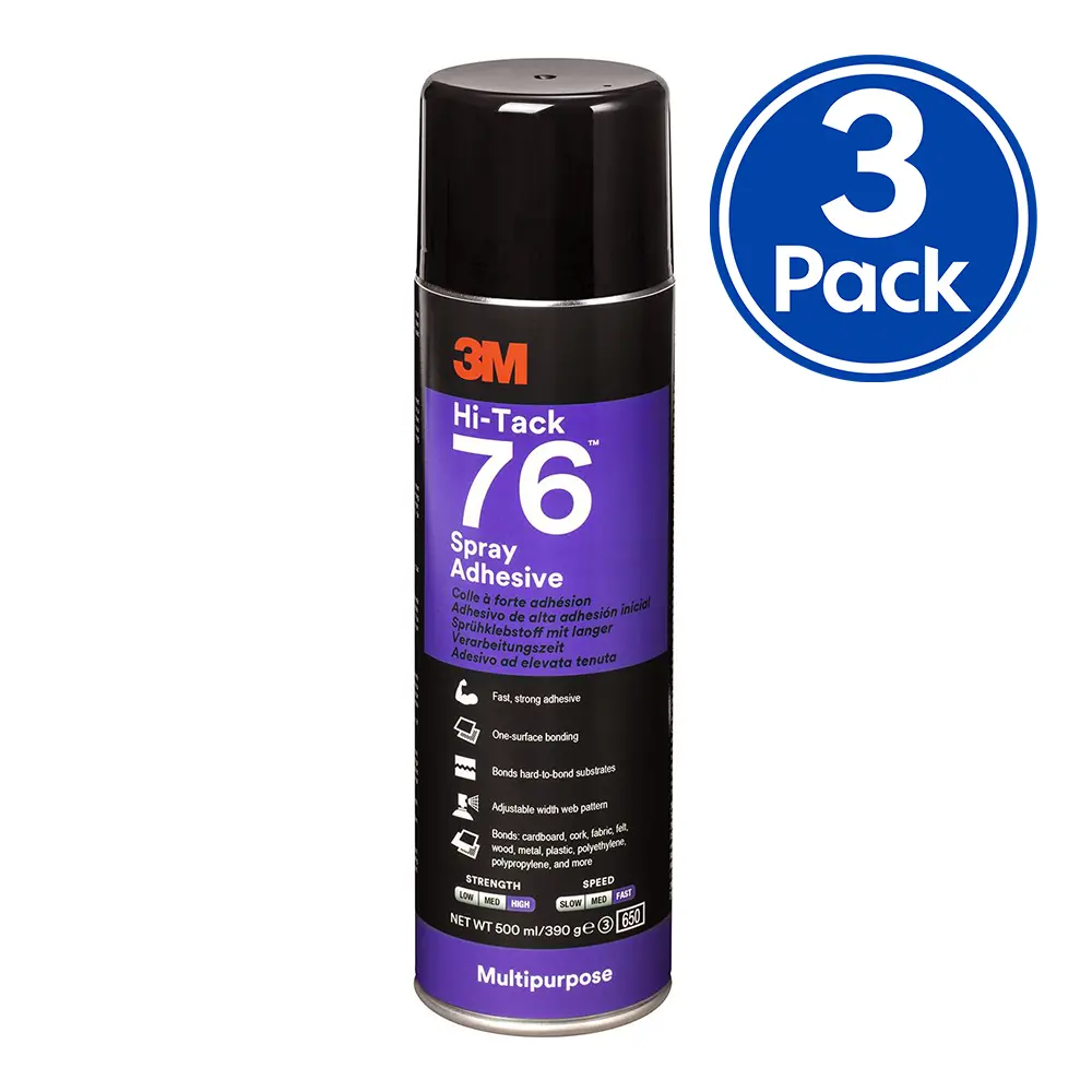 3M Hi-Tack 76 Spray Adhesive Clear 535Ml Bonding Rubber Fabric Felt X 3 Pack 1