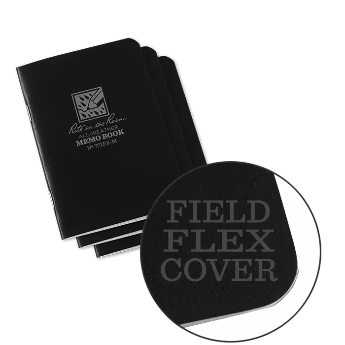 Rite-In-The-Rain - #771Fx-M Mini-Stapled Notebook, Universal, Black, Pkg Of 3 1