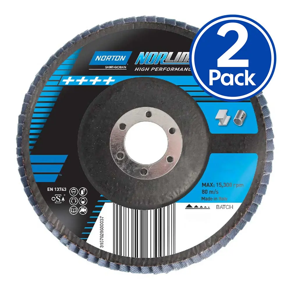 Norton Norline R842 Sanding Flap Disc 125Mm X 22Mm 60 Grit X 2 Pack Z60 1