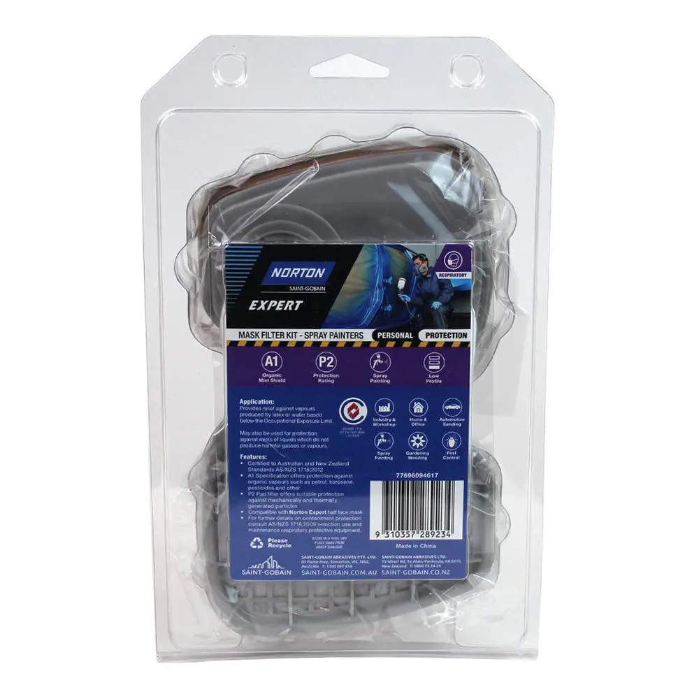 Norton Paint Respirator Replacement Filter Cartridge Kit A1 P2 1
