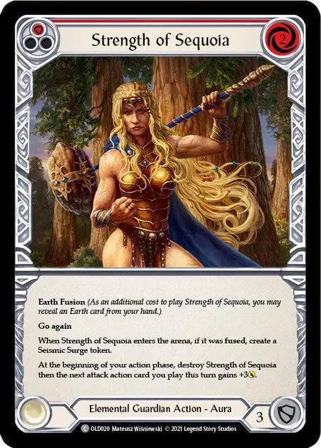 Strength Of Sequoia (Red) [Old020] (Tales Of Aria Oldhim Blitz Deck)  1St Edition Normal 1