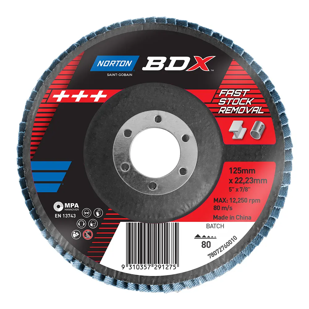 Norton Bdx Flap Disc 125Mm X 22Mm P80 Grit Fast Stock Removal 1