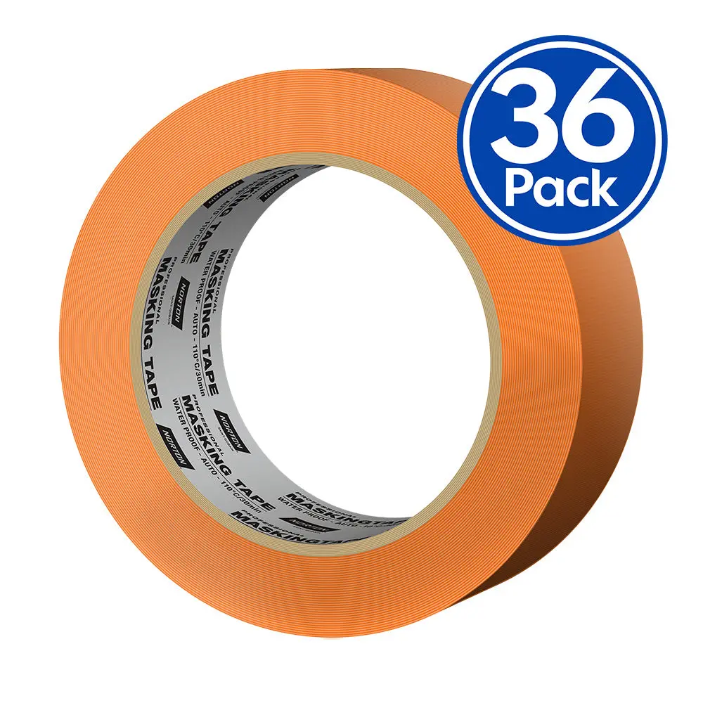 Norton High Temp 110°C Orange Automotive Masking Tape 24Mm Waterproof Pack Box 3