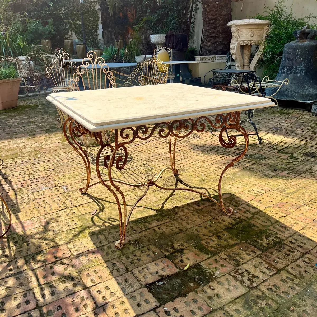 Rustic Wrought Iron Table With Marble Top 1