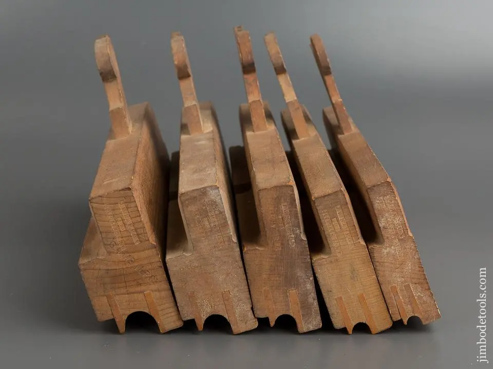 Near Mint! Crisp Graduated User Set Of Five Side Bead Molding Planes By J.W. Harron N. York Circa 1863-1917 -- 79210R 1