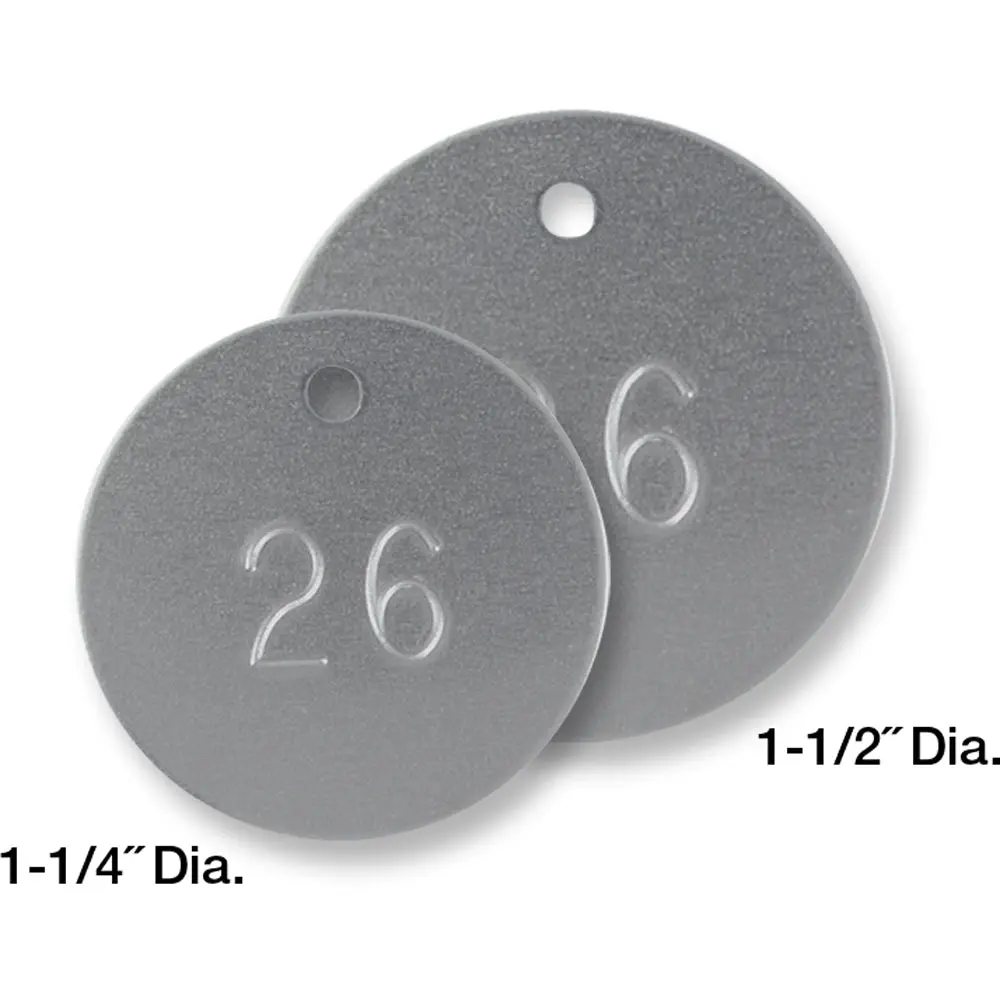 Tags, Aluminum, Round, Numbered 1