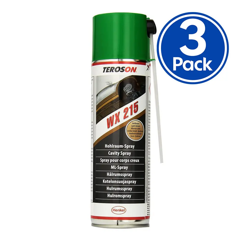 Teroson Wx 215 Cavity Wax & Anti-Corrosive Agent Spray 500Ml Light Beige X3 Pack 1