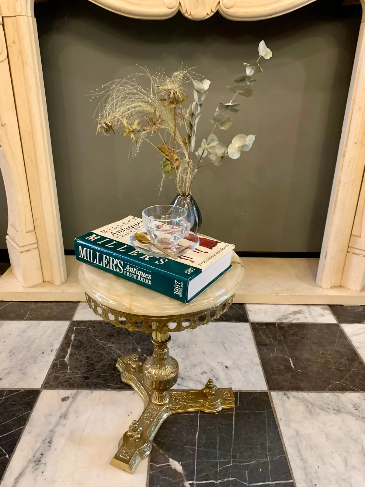Petite Antique Onyx And Brass Side Table - Sold 1