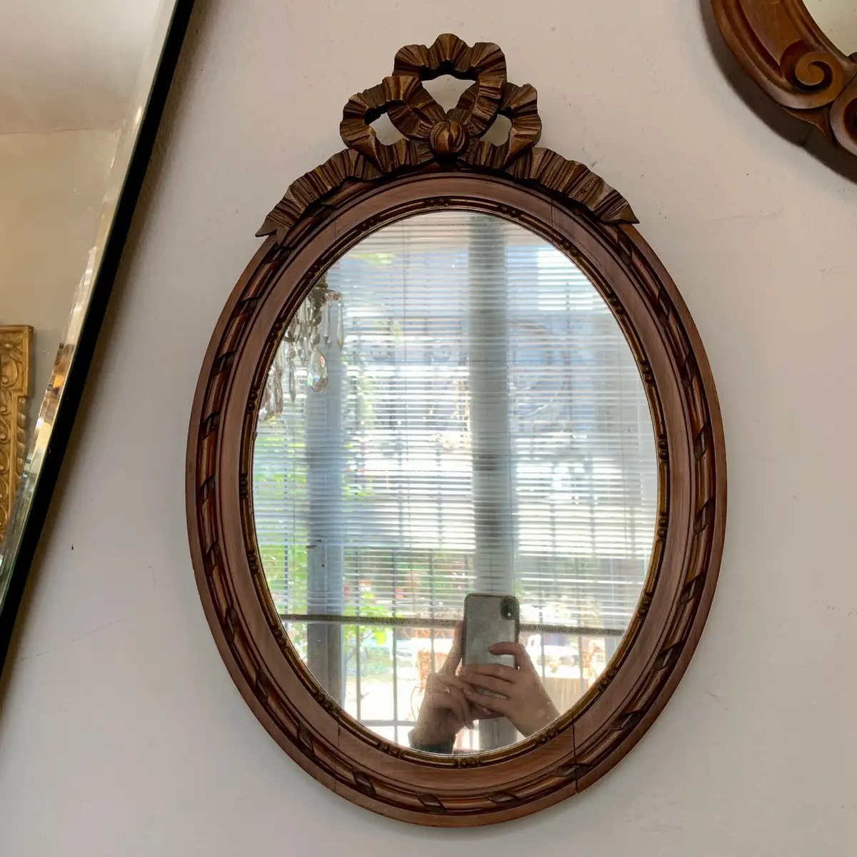 Petite Antique Walnut Oval Mirror 1