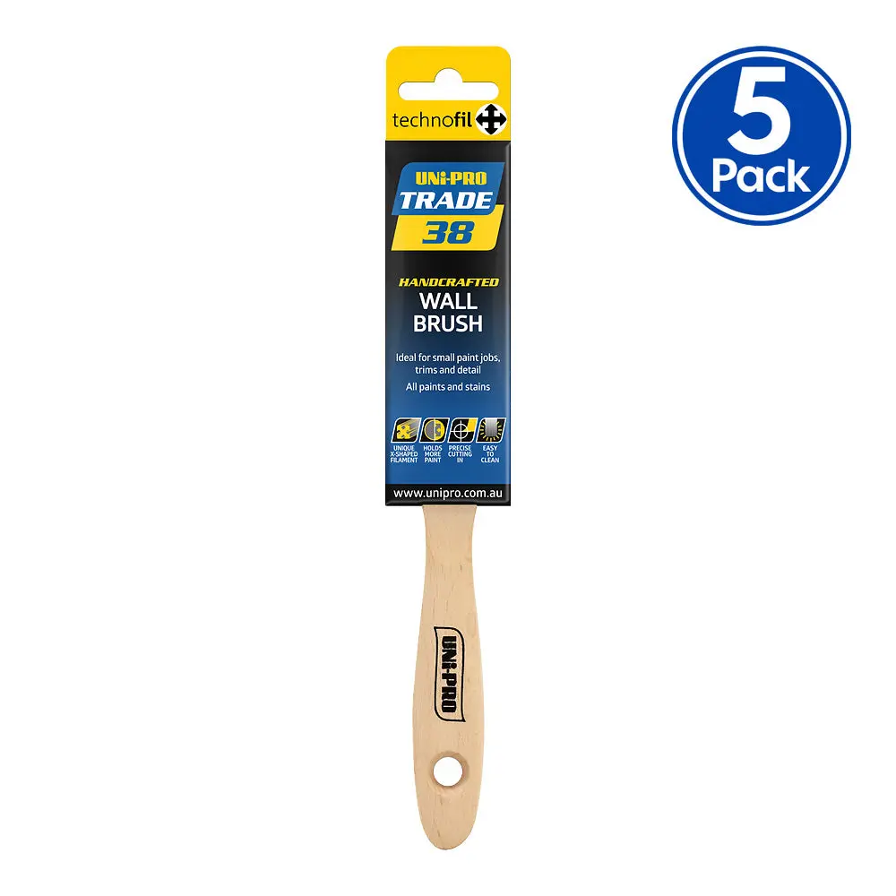 Uni-Pro Trade Wall Brush 38Mm Professional Paint Application Brush 5 Pack 1