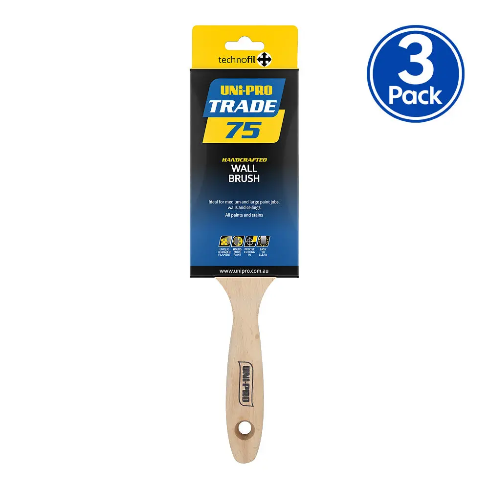 Uni-Pro Trade Wall Brush 75Mm Professional Interior Exterior Paint Brush X3 1