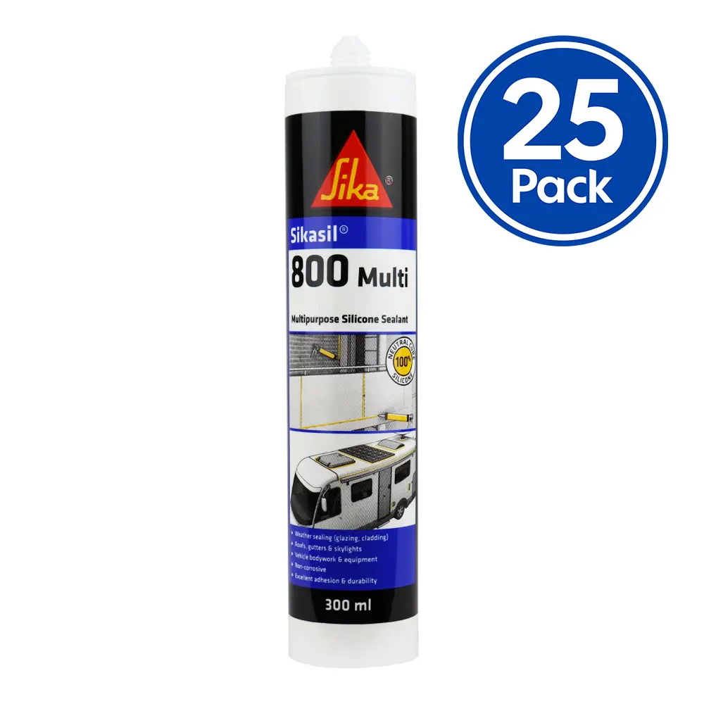 Sika Sikasil 800 Multi Premium Silicone Sealant 300Ml Clear X 25 Pack 1