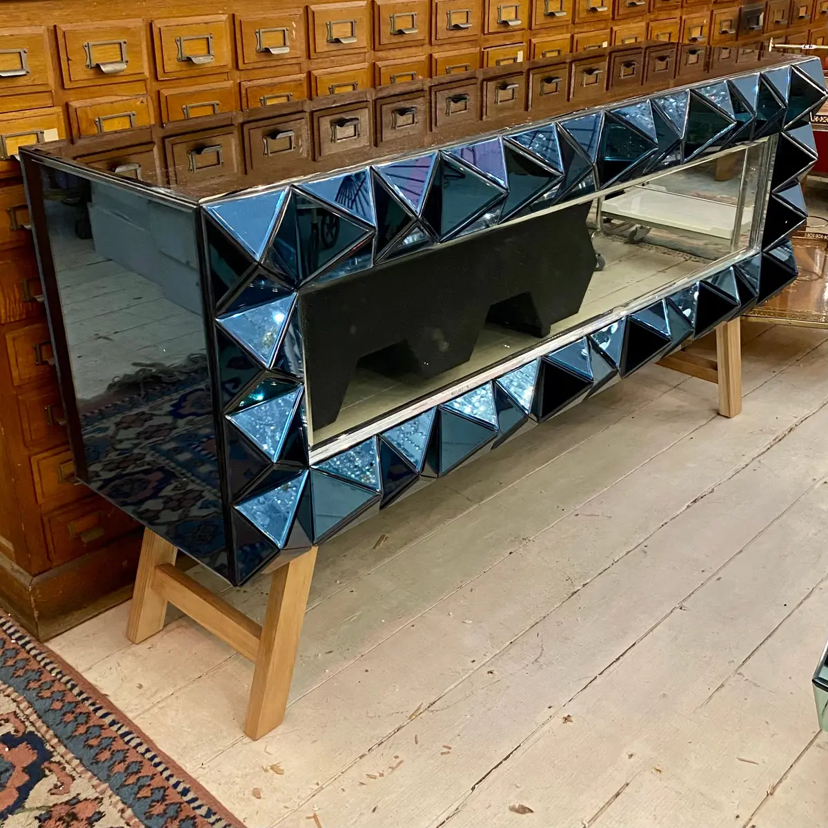 Denim Blue Mirrored Console - Sold 1