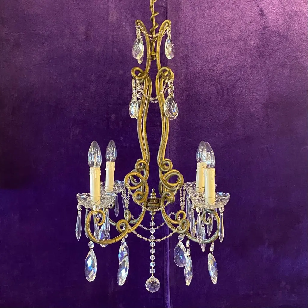 Beautiful Wrought Iron Chandelier With Crystals 1