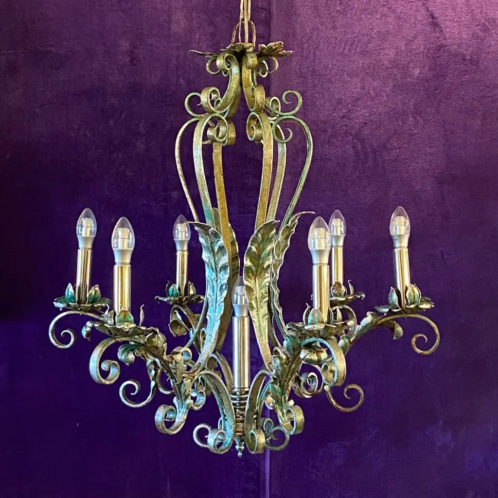 Vintage Wrought Iron Chandelier 1