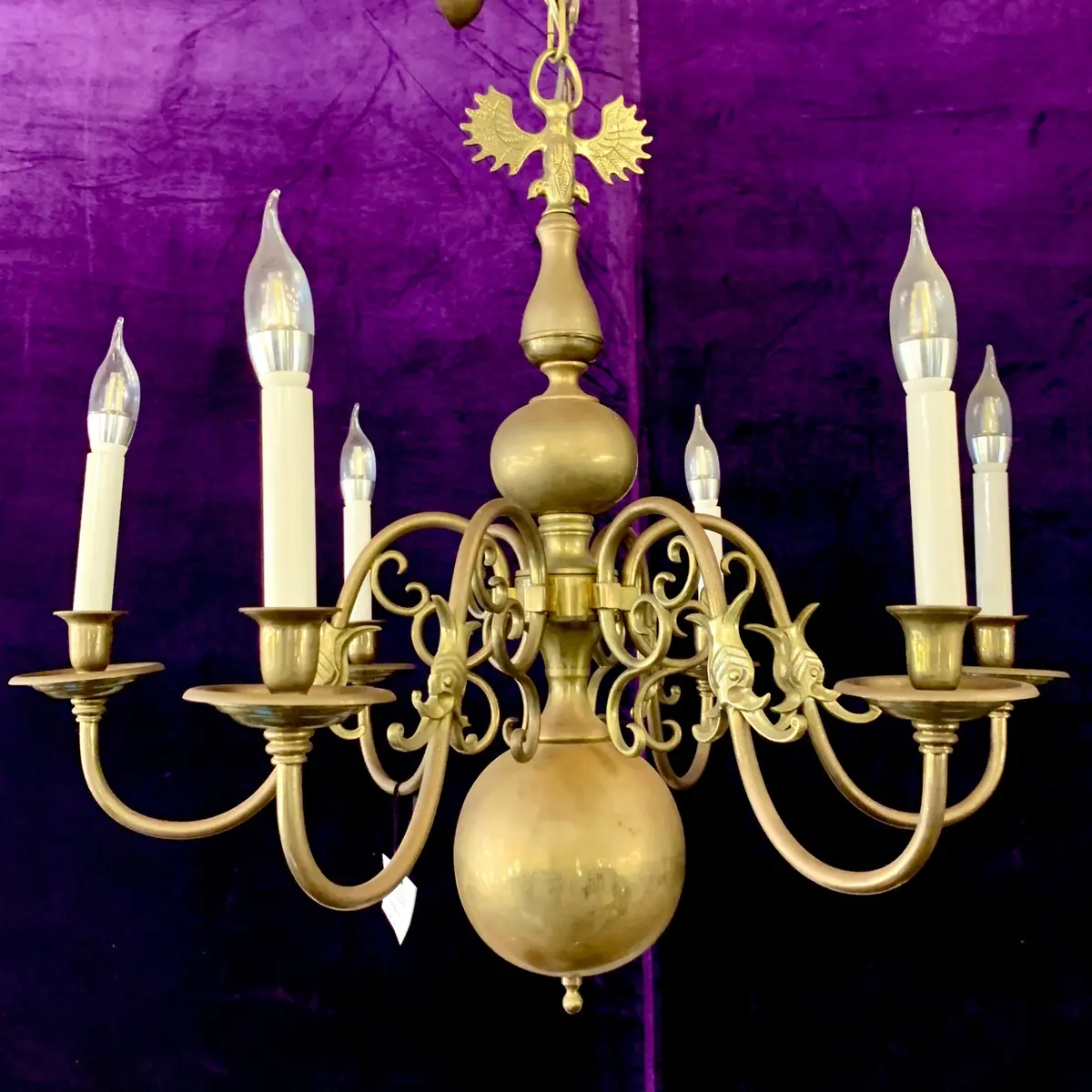 Stylish Antique Polished Brass Flemish Chandelier 1