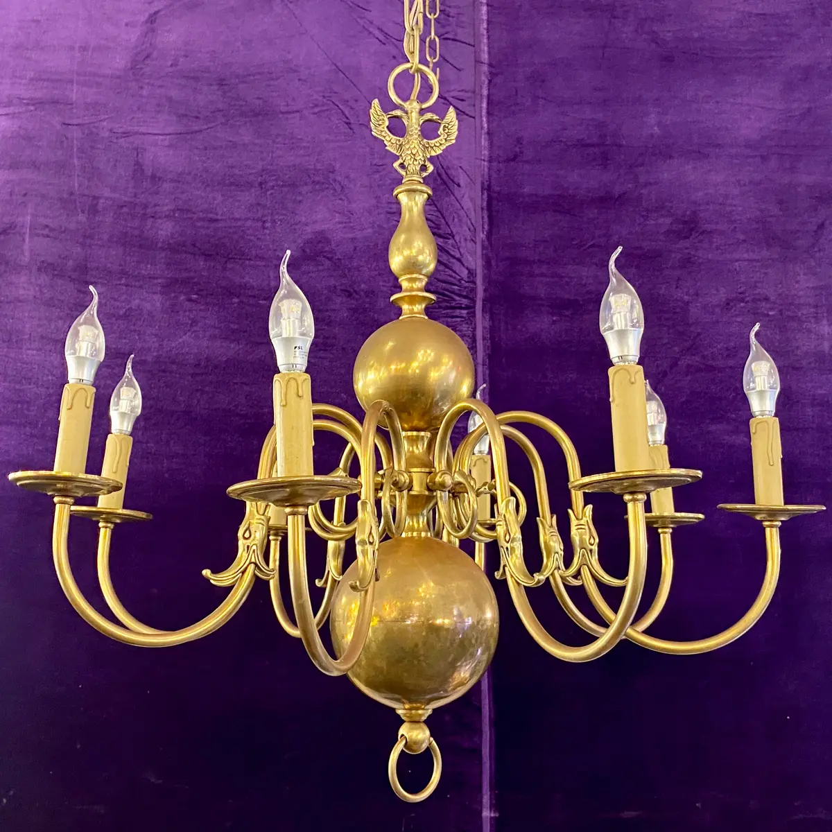 Antique Brass Flemish Chandelier - Sold 1