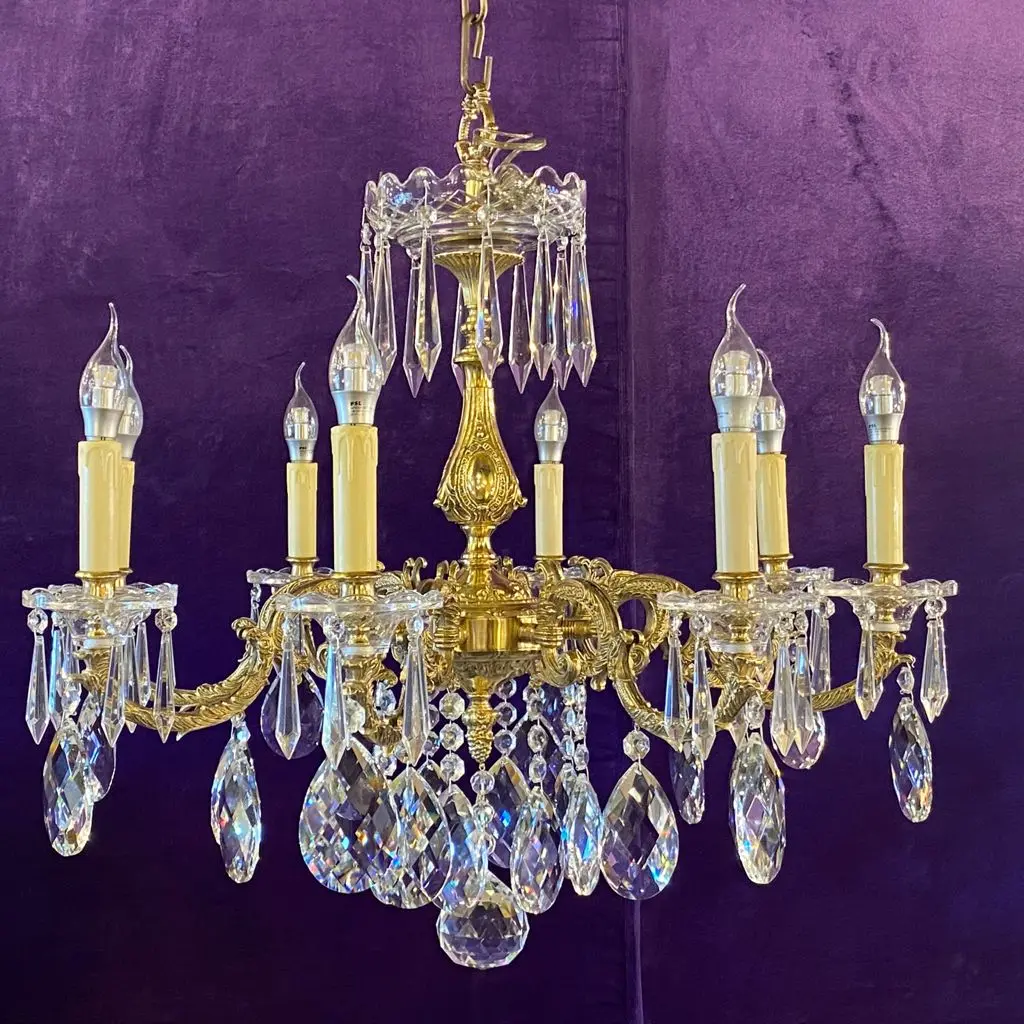 Antique French Chandelier With Large Crystals - Sold 1