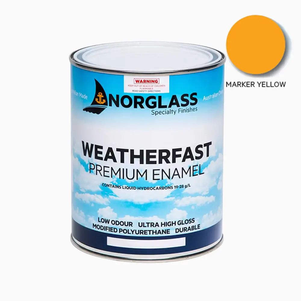 Norglass Weatherfast Marine Premium Enamel 500Ml Marker Yellow High Gloss 1