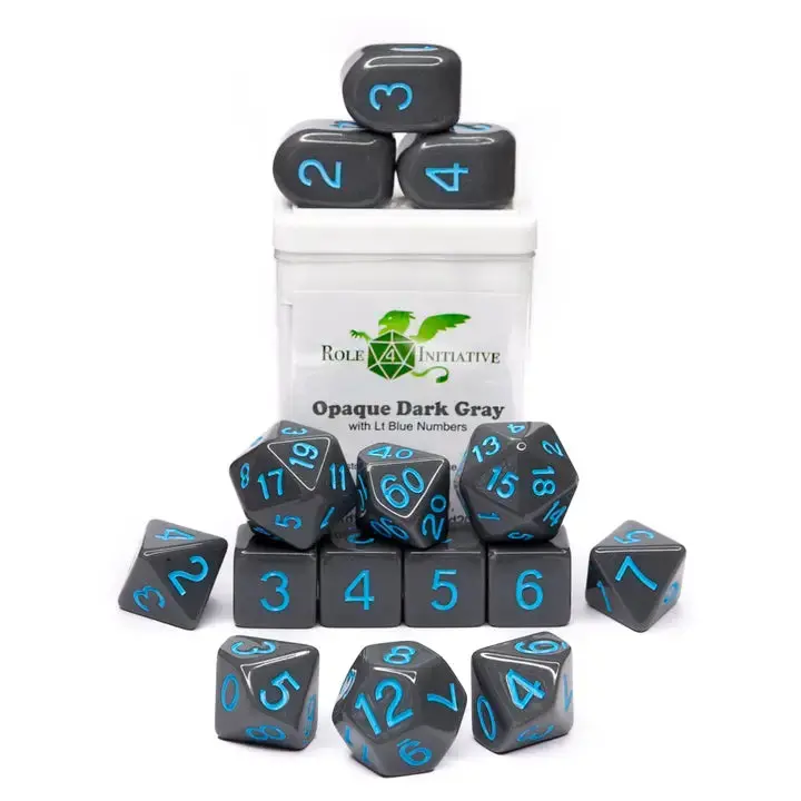 Set Of 15 Dice: Opaque Dark Gray/Light Blue With Arch'd4 1