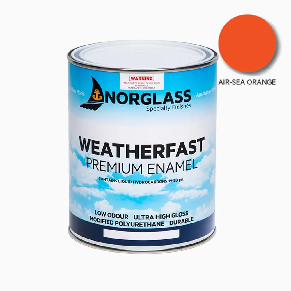 Norglass Weatherfast Marine Premium Enamel 1L Air Sea Orange High Gloss 1