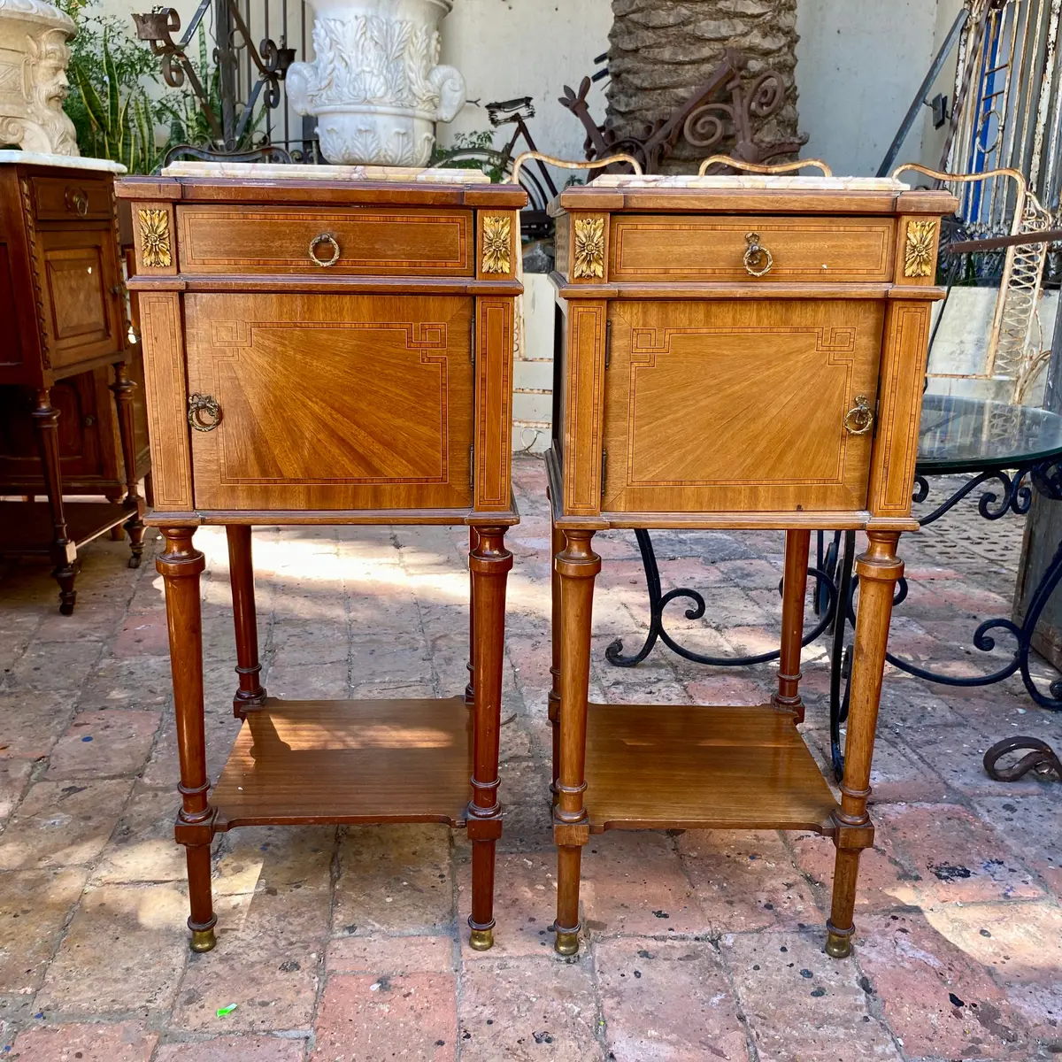 Pair Of Art Deco Walnut Bedside Pedestals - Sold 1