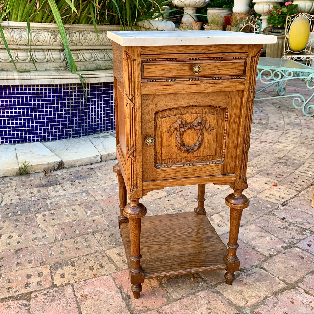 Adorable Single Antique Oak Bedside Pedestal - Sold 2