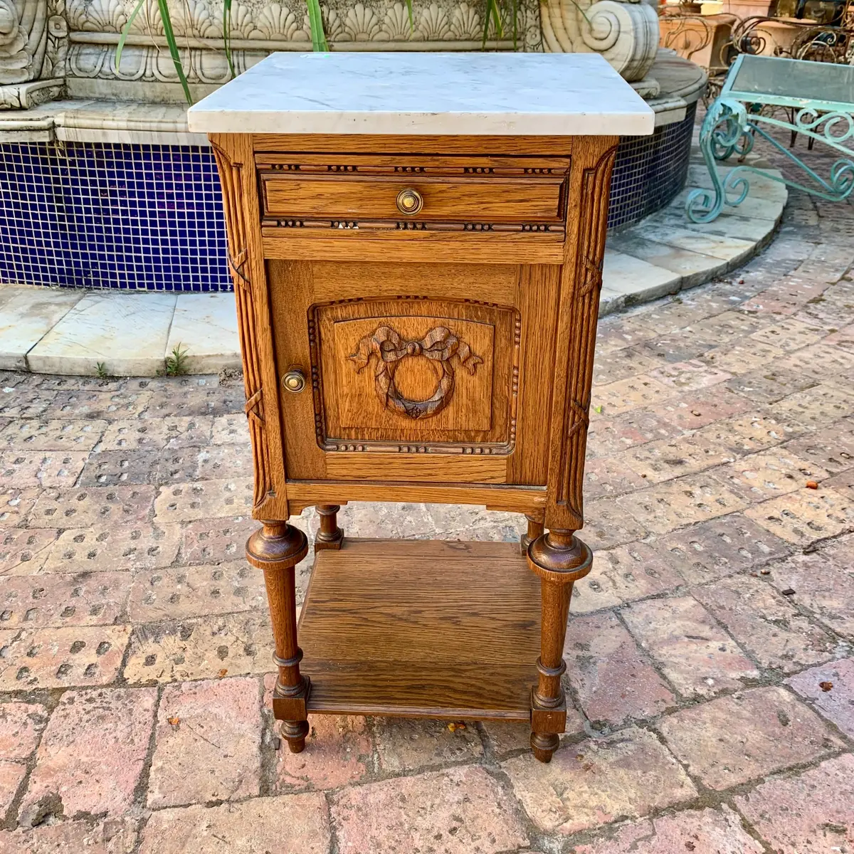 Adorable Single Antique Oak Bedside Pedestal - Sold 1