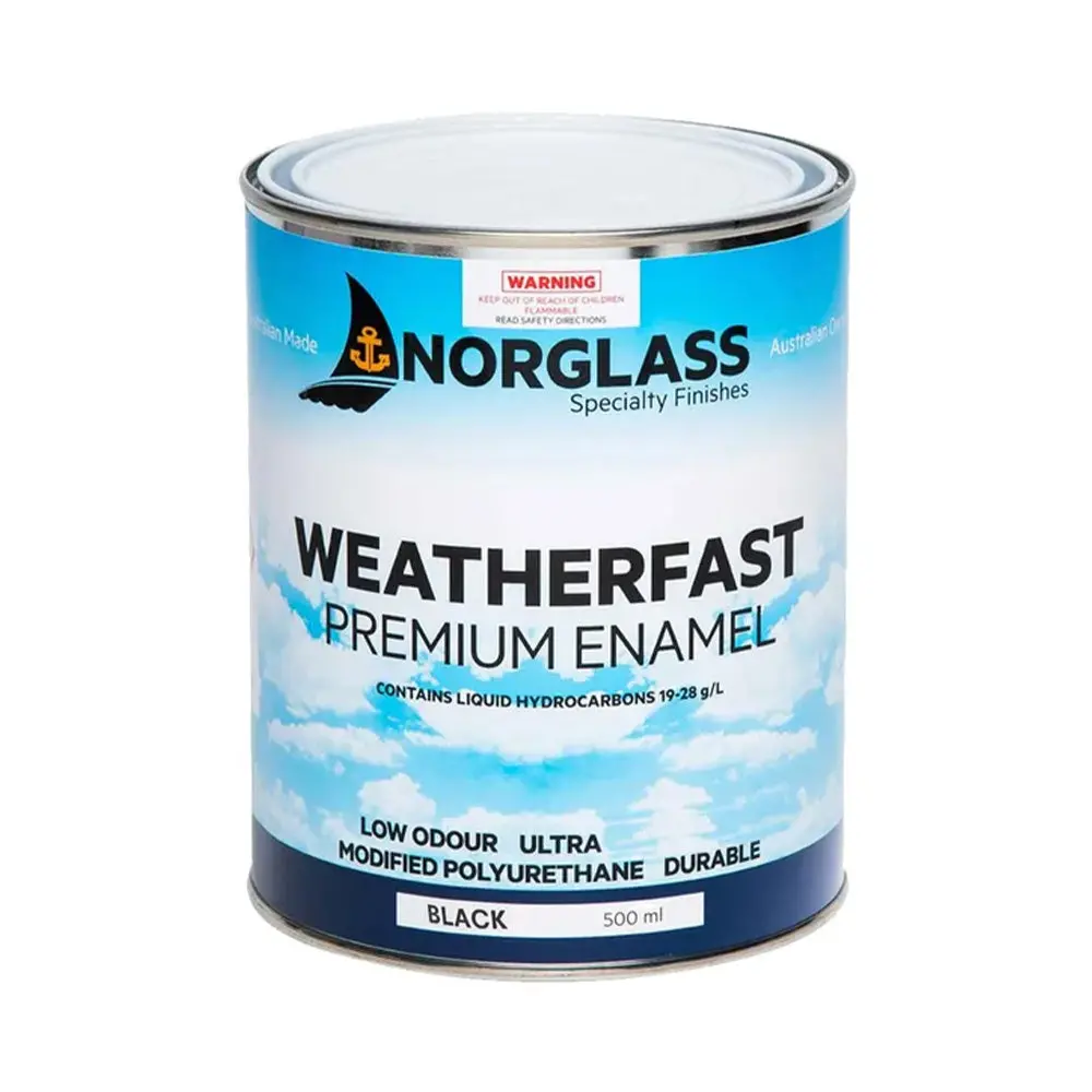 Norglass Weatherfast Marine Premium Enamel 500Ml Black High Gloss 1