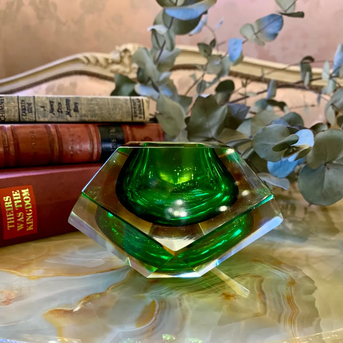 Green Geometric Murano Holder 1