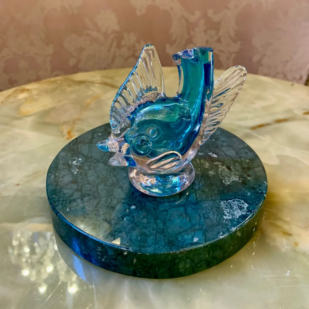 Cute Clear And Blue Fish Murano Ornament Sold 1