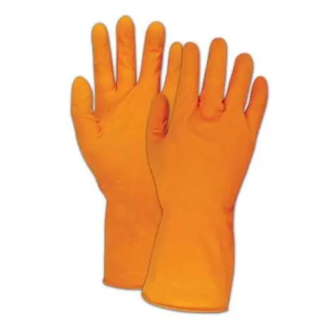 Orange Rubber Gloves, Heavy-Duty 1