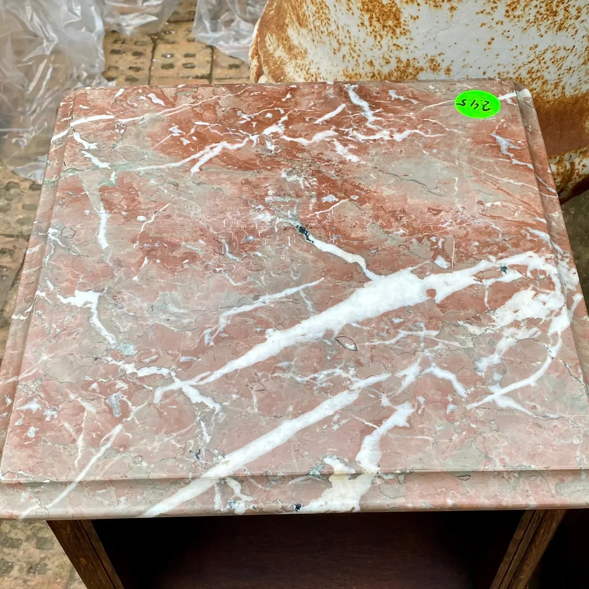 Antique French Oak Pedestals With Marble Tops - Sold 2