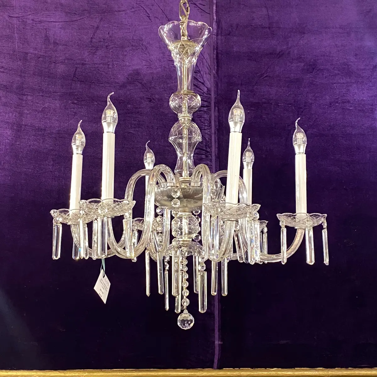 1920'S Venetian Glass Chandelier With Original Crystals - Sold 1