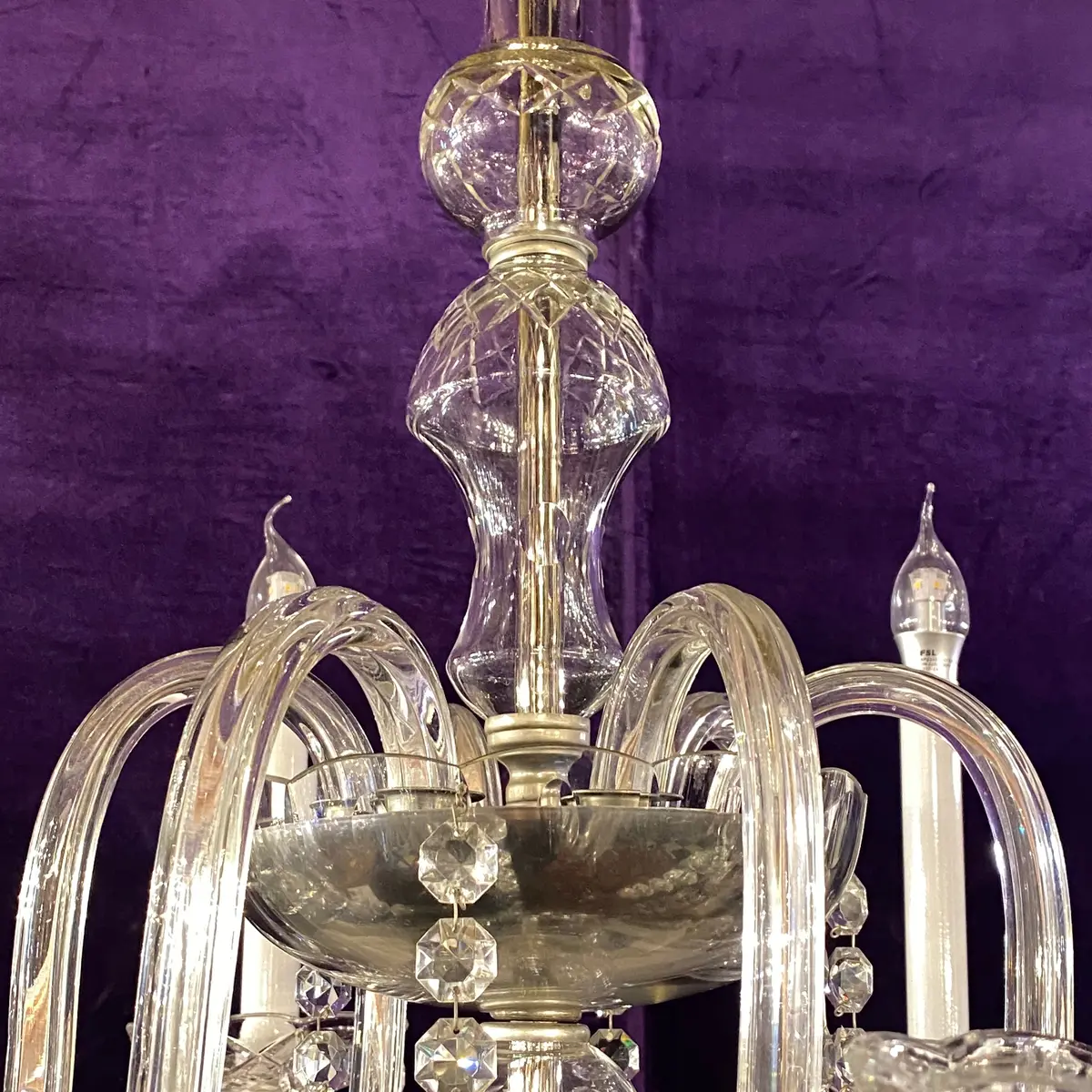 1920'S Venetian Glass Chandelier With Original Crystals - Sold 2