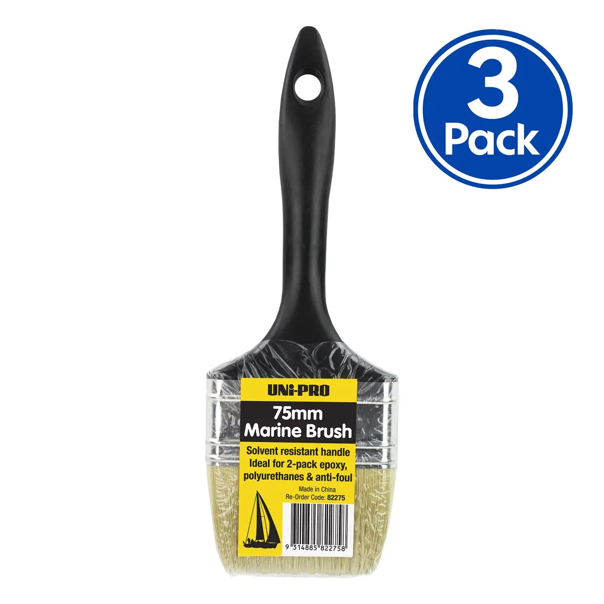 Uni-Pro Marine Brush 75Mm Professional Coatings And Epoxy Application Tool X3 1
