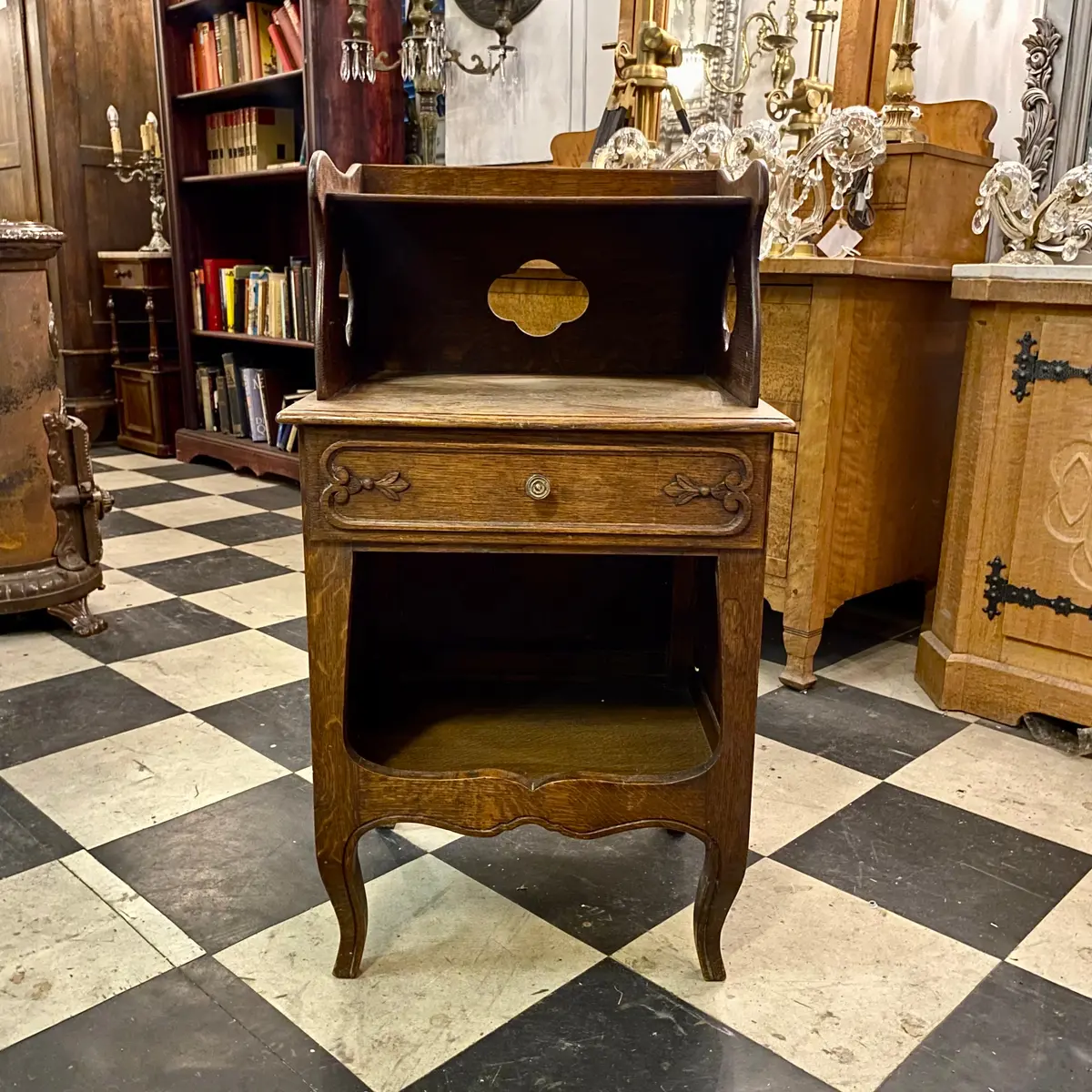 Pair Of Antique Open Shelved Bedside Pedestal - Sold 1