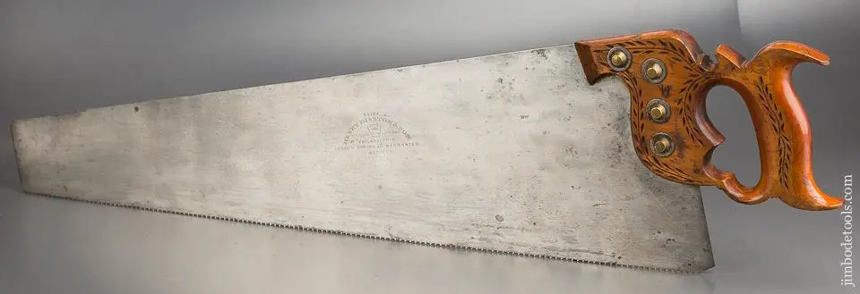 Extra Fine! 12 Point 26 Inch Crosscut Disston & Son Circa 1865 Hand Saw With Conical Nuts - 93022Ur 1