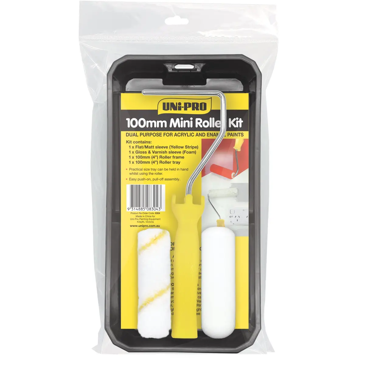 Uni-Pro Acrylic Enamel Mini Roller Kit 100Mm Smooth Finish Painting Set 1