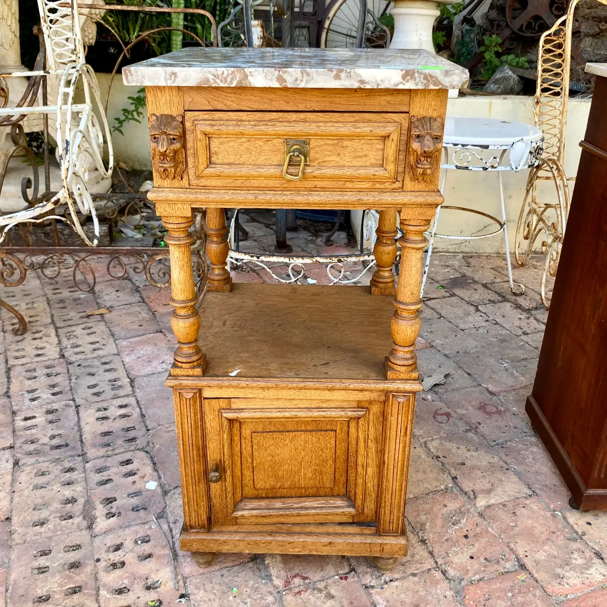 Beautiful Antique Single French Oak Bedside Pedestal - Sold 1