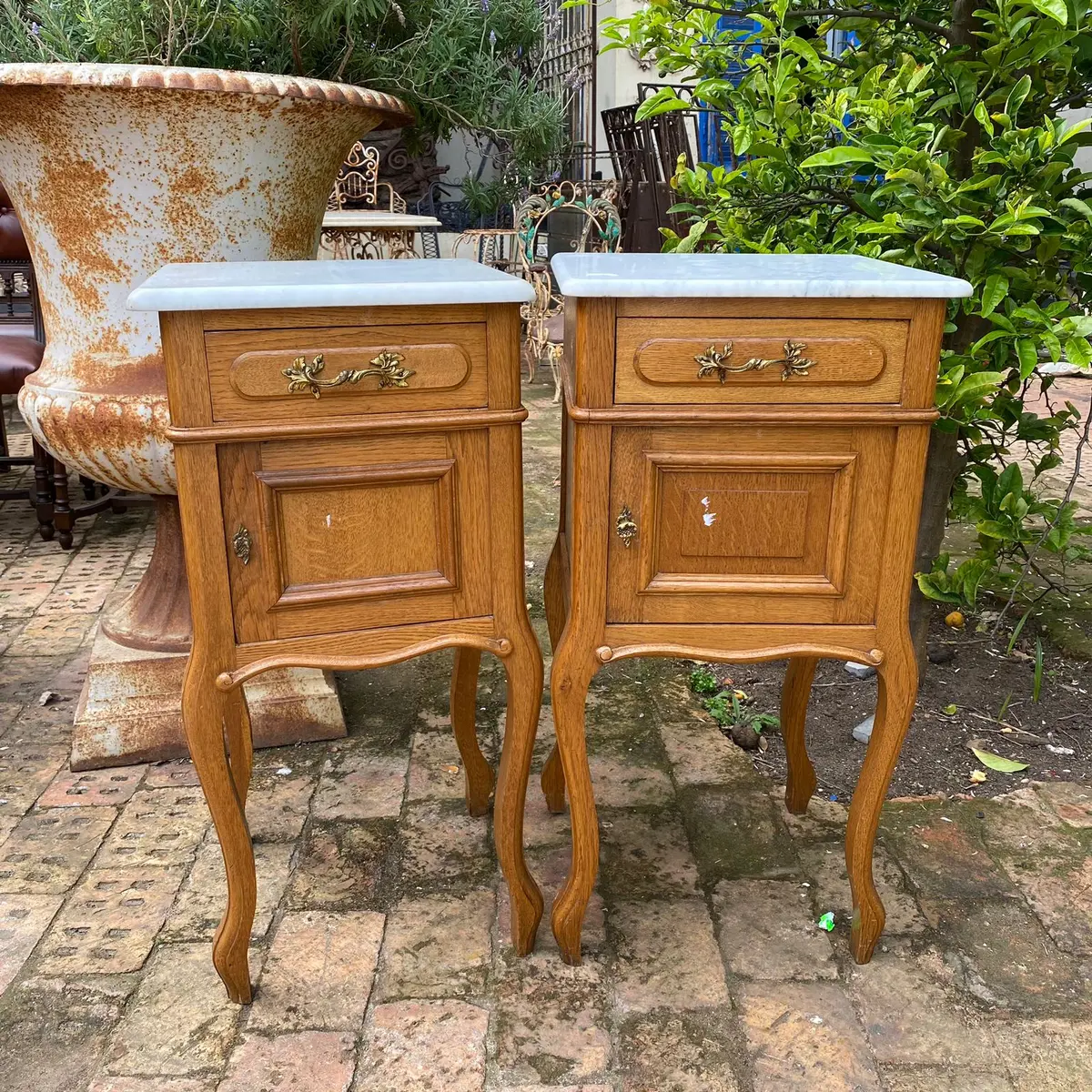 Antique Oak Beside Pedestal - Sold 1