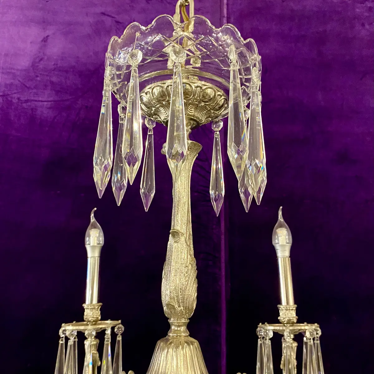 Fantastic Antique Silver And Crystal Chandelier - Sold 2