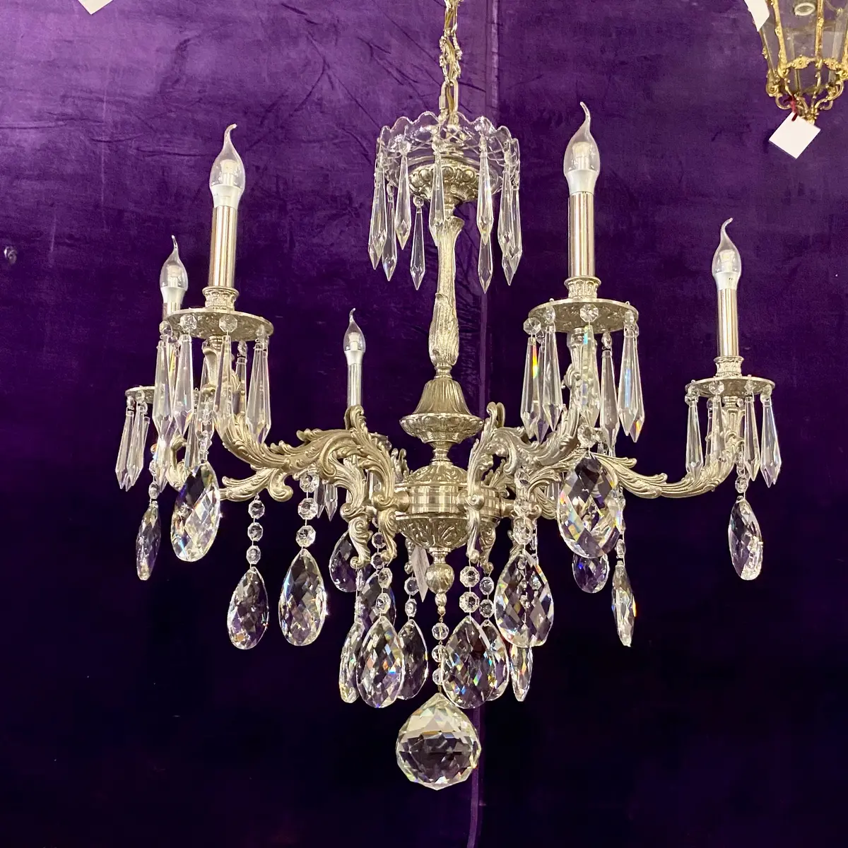 Fantastic Antique Silver And Crystal Chandelier - Sold 1