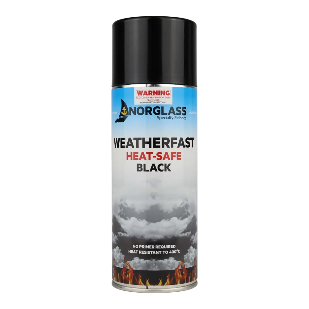Norglass Weatherfast Heat Safe Black Aerosol 300G Self Priming 1