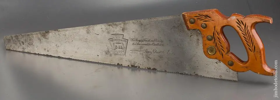 11 Point 26 Inch Crosscut Disston D23 Hand Saw -- 84116 1