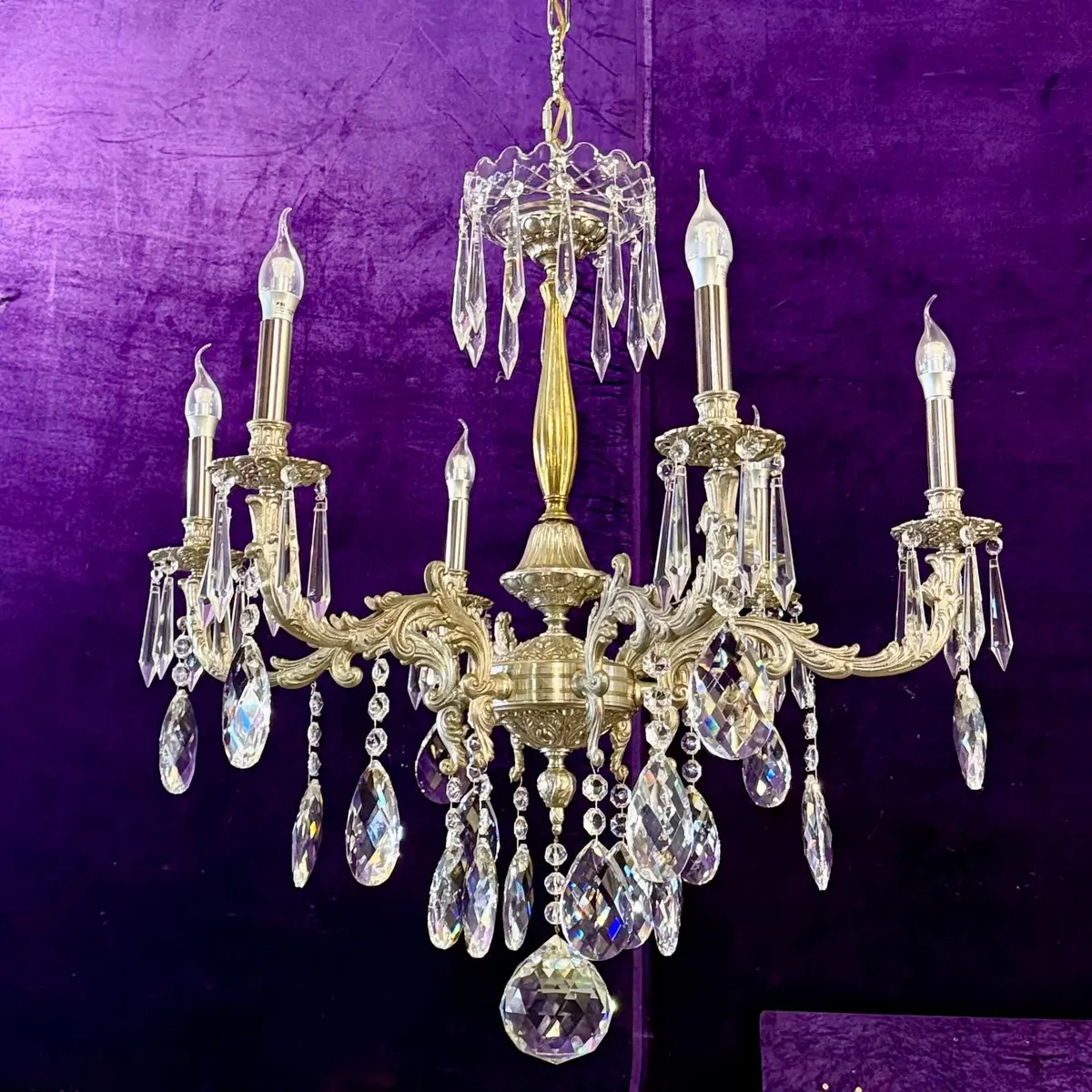 Antique French Nickel And Crystal Chandelier - Sold 1