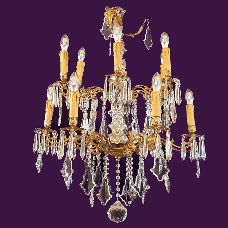 Antique Italian Gilt Brass Chandelier - Sold 1